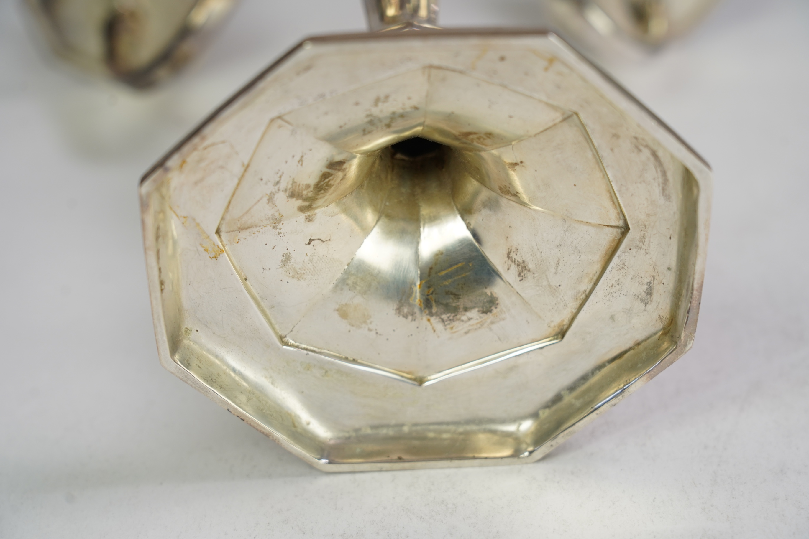 An Elizabeth II silver four branch, four light candelabrum by William Comyns & Sons Ltd